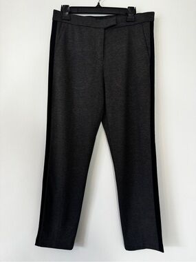 Karen By Simonsen Trousers Pants Side Stripe Suit Gray Stretch Jersey Knit Sz 38